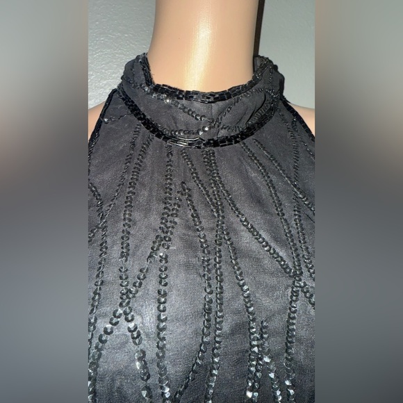 Vintage Beaded Allyson Whitmore Elegant Silk BeadedBlack Sleeveless Dress - Picture 6 of 7
